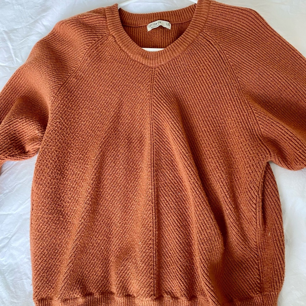 Cotton On Ribbed Raglan Pullover Sweater in Sierra